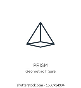 Prism icon. Thin linear prism outline icon isolated on white background from geometry collection. Line vector sign, symbol for web and mobile