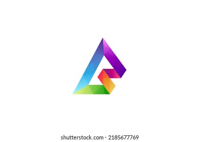 Prism Letter Monogram AS, Logo Concept With Multiple Gradient Colors.