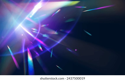 Prism light overlay flare glossy background texture. Transparent light refraction pattern for adding effects to backgrounds and objects.	