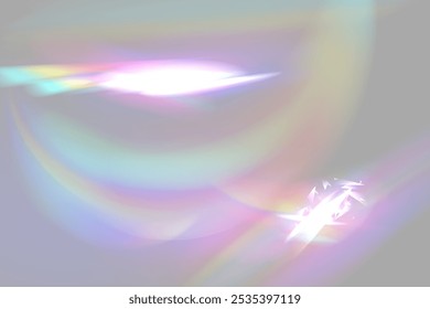 Superposición de luz prisma con efecto de luz arco iris, destellos transparentes de diamante de cristal, fondo de Vector.