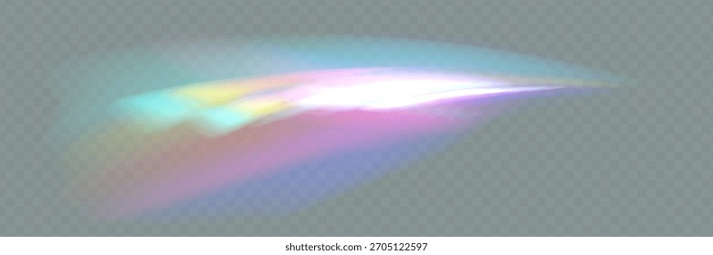 Superposición de luz prisma con efecto de luz arco iris, destellos transparentes de diamante de cristal, fondo de Vector.