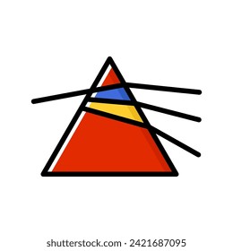 Icono de vector colorido de la línea de prisma. Ilustración vectorial de refracción ligera.