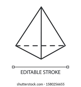 Prism linear icon. Geometric figure. Triangular pyramid. Cut geometry model. Abstract shape. Isometric form. Thin line illustration. Contour symbol. Vector isolated outline drawing. Editable stroke