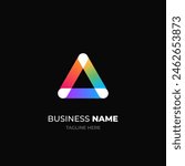 Prism logo design with 3 different color bar and merge on white point. prism logo design for digital business.