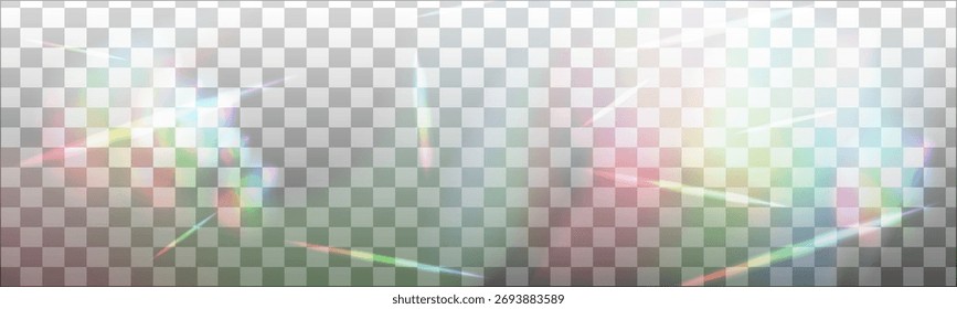 Prism overlay with glowing light refraction. Abstract diamond sparkle on smooth background creates dreamy prism and light overlay background.