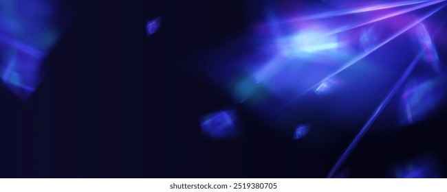 Prism overlay from the sun's rays on the blue wall. Blurred shadows in the room. Soft overlay of natural light. Abstract background for product presentation for studio.Natural light layout.