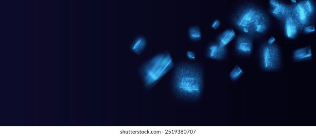Prism overlay from the sun's rays on the blue wall. Blurred shadows in the room. Soft overlay of natural light. Abstract background for product presentation for studio.Natural light layout.