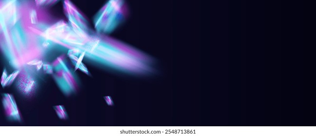Prism sobreposto dos raios do sol na parede azul. Sombras desfocadas na sala. Sobreposição suave de luz natural. Fundo abstrato para apresentação de produto para studio.Natural layout de luz.