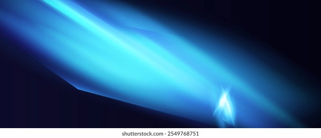 Prism overlay from the sun's rays on the blue wall. Blurred shadows in the room. Soft overlay of natural light. Abstract background for product presentation for studio.Natural light layout.