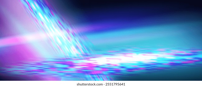 Prism overlay from the sun's rays on the blue wall. Blurred shadows in the room. Soft overlay of natural light. Abstract background for product presentation for studio.Natural light layout.