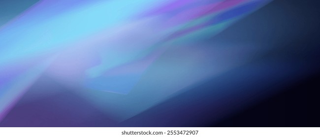 Prism overlay from the sun's rays on the blue wall. Blurred shadows in the room. Soft overlay of natural light. Abstract background for product presentation for studio.Natural light layout.