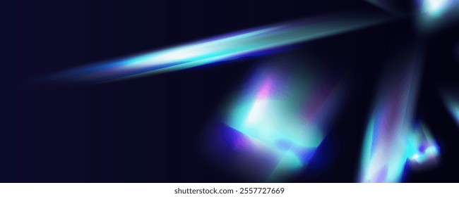 Prism overlay from the sun's rays on the blue wall. Blurred shadows in the room. Soft overlay of natural light. Abstract background for product presentation for studio.Natural light layout.