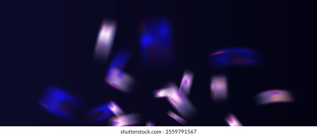 Prism overlay from the sun's rays on the blue wall. Blurred shadows in the room. Soft overlay of natural light. Abstract background for product presentation for studio.Natural light layout.