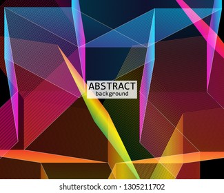 Prism pattern on black background. Colorful geometric wallpaper. Vector illustration.