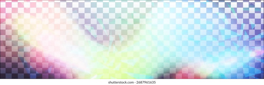 Prism rainbow background with iridescent refraction. Rainbow light overlay background