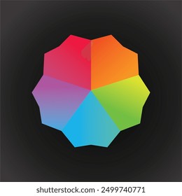 a prism shape with many angles and a color spectrum pattern. vector icon of a color spectrum in a square shape