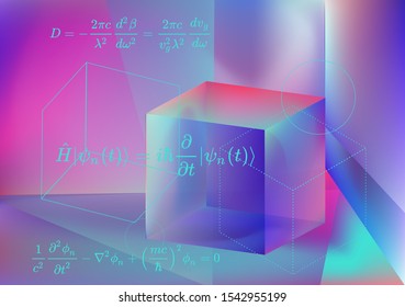 Prism showing dispersion effect caused by light refraction, splitting white light into a spectrum. Manifold dynamics: Schrodinger and Klein–Gordon equations.