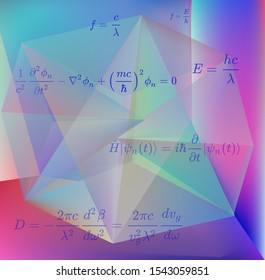 Prism showing dispersion effect caused by light refraction, splitting white light into a spectrum. Manifold dynamics: Schrodinger and Klein–Gordon equations.