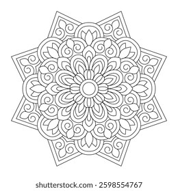 Prism Spectrum Mandala Coloring Book Page, vector file, wall art, simple mandala art, Design for a wallpaper Paint shirt and tile Sticker Design, vector file