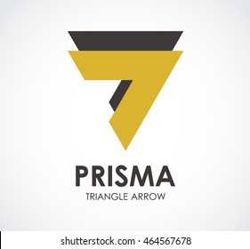 Prism of triangle arrow logo design vector template and abstract line business symbol of company identity Logotype concept icon.