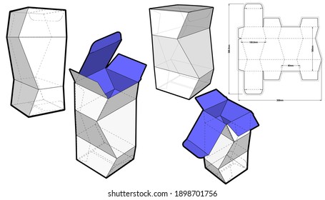 Caja Prismática (Medición interna 8x 8+19cm) y Patrón de corte de mugre. El archivo .eps es de escala completa y totalmente funcional. Preparado para la producción real de cartón.