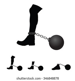prison ball on leg vector illustration