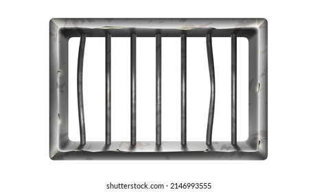 Prison Bar Fence For Keep Bandit In Jail Vector. Metallic Prison Bar Police Station Cage For Keeping Arrested Prisoner. Criminal Steel Grid, Security Equipment Template Realistic 3d Illustration