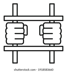 Prison Bar Gate Symbol. Umrissleiste Tor, Vektorsymbol für Webdesign einzeln auf weißem Hintergrund