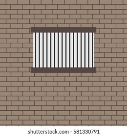 Prison Bar Vector. Brick Wall