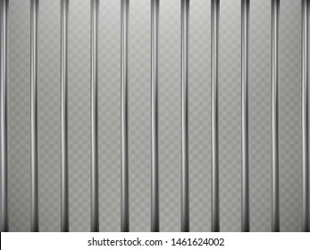 Prison Bars Foreground Effect, Isolated On Transparent Background. Steel Grid. EPS 10