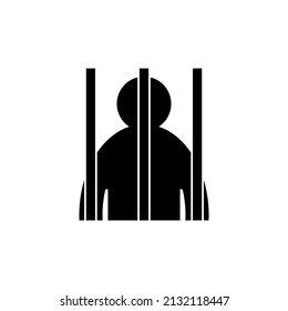 Prison bars with human inside. Isolated vector illustration on white background.