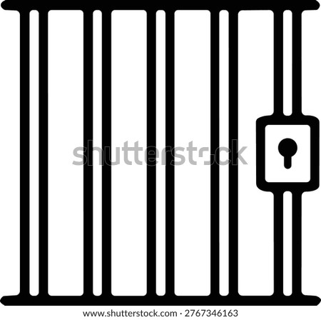 Prison bars icon in a clean outline style for themes of incarceration, jail, and criminal punishment.