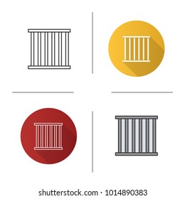 Prison bars icon. Flat design, linear and color styles. Animal cage. Jail. Isolated vector illustrations