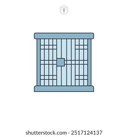 Ilustración vectorial del símbolo del icono de las barras de la prisión aislada en el fondo blanco