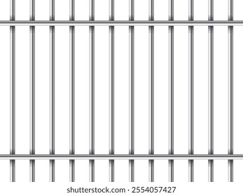  Prison bars are isolated on transparent. Vector illustration. Jail bars for criminals and prisoners isolated from the background, jailhouse with horizontal bars