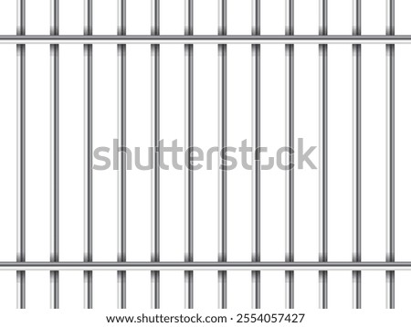  Prison bars are isolated on transparent. Vector illustration. Jail bars for criminals and prisoners isolated from the background, jailhouse with horizontal bars