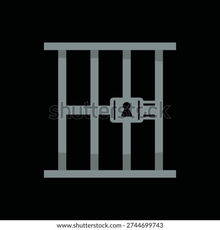 Prison bars jail cell icon vector illustration, metal prison bars, isolated on black background