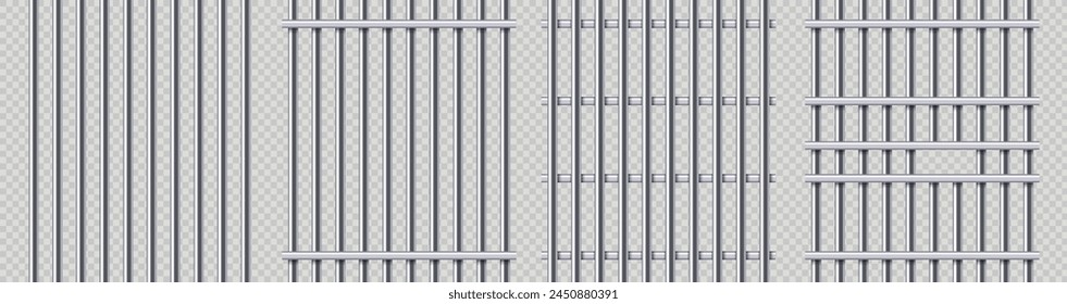 Prison bars. Metal jail security grid, detention steel barrier and protection door vector illustration set of prison bars metal, jail security, incarceration and enforcement