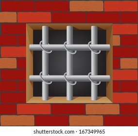 prison bars on brick wall vector illustration
