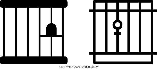 Prison Behind Bar Symbol Vector Icon Set