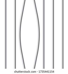 Prison Bent Metal Rods Or Bars Isolated On White Background. Realistic Fence Jail. Hole In The Fence. Way Out To Freedom. Criminal Or Sentence Concept. Vector Illustration.