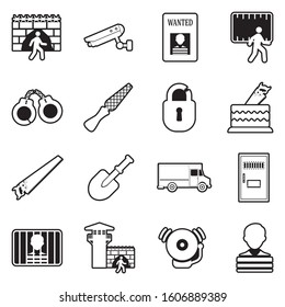 Prison Break Icons. Line With Fill Design. Vector Illustration.