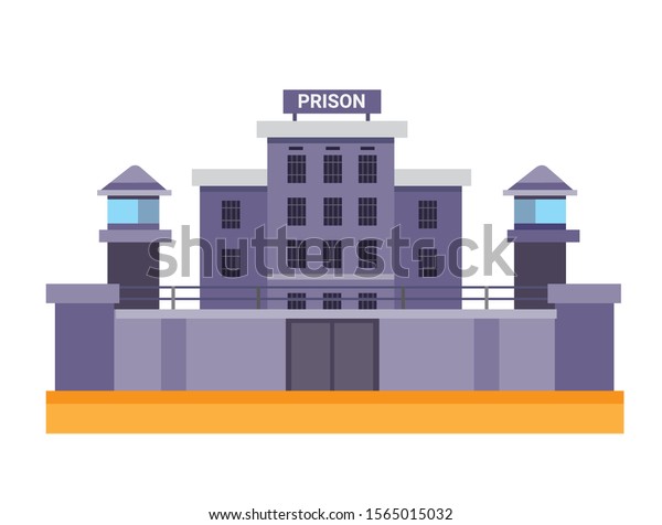Prison building in\
flat illustration\
vector