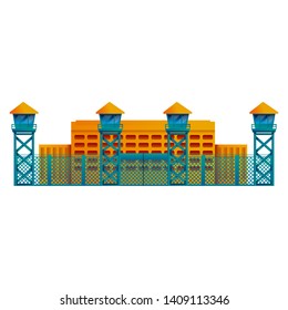 prison building icon isolated on white background, vector illustration