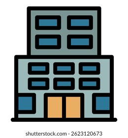 Icono del edificio de la prisión. Esquema del Vector del edificio de la prisión color plano aislado