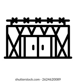 Ícone do prédio da prisão. Contornar o ícone do vetor do edifício da prisão para web design isolado no fundo branco