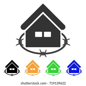Prison Building icon. Vector illustration style is a flat iconic prison building symbol with black, grey, green, blue, yellow color variants. Designed for web and software interfaces.