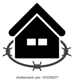 Prison Building icon. Vector style is flat iconic symbol, black color, white background.