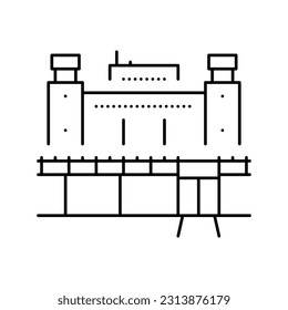 prison building line icon vector. prison building sign. isolated contour symbol black illustration