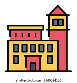Gefängnisgebäude, Vektorgrafik einzeln auf weißem Hintergrund. Geschäftskonzept Architektur.